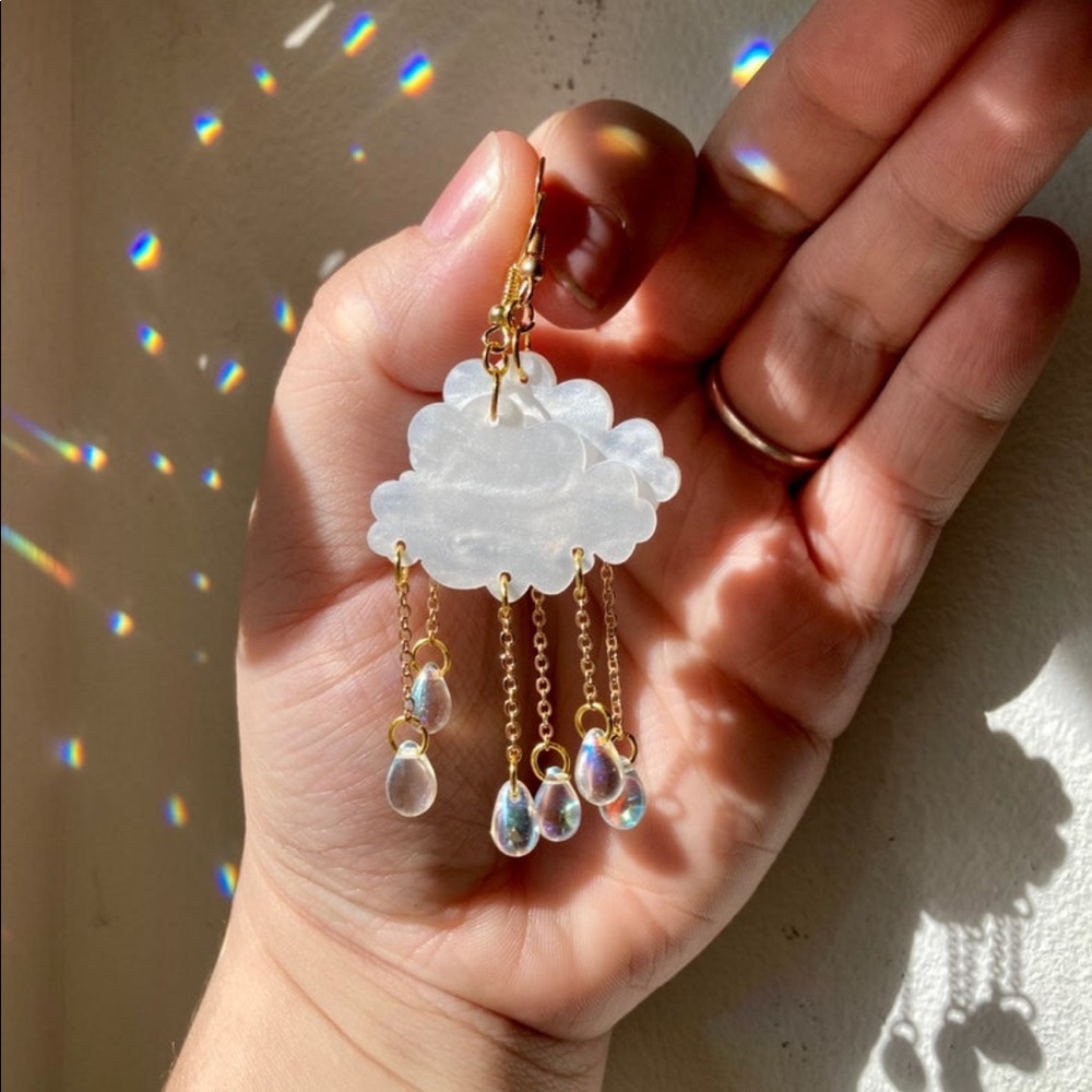 Handmade Acrylic Raincloud Earrings